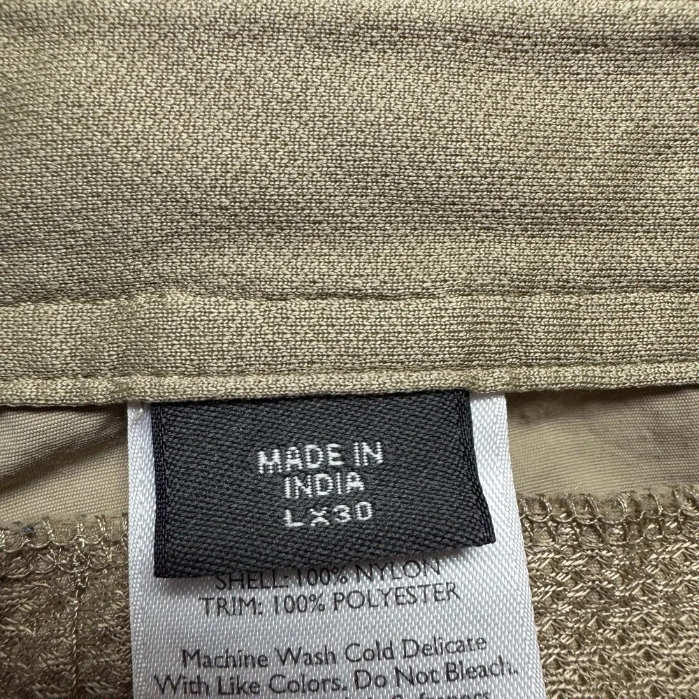 Eddie Bauer‎ Travex Shorts Mens Large Beige Cargo Belted 11 Inseam Hiking Travel